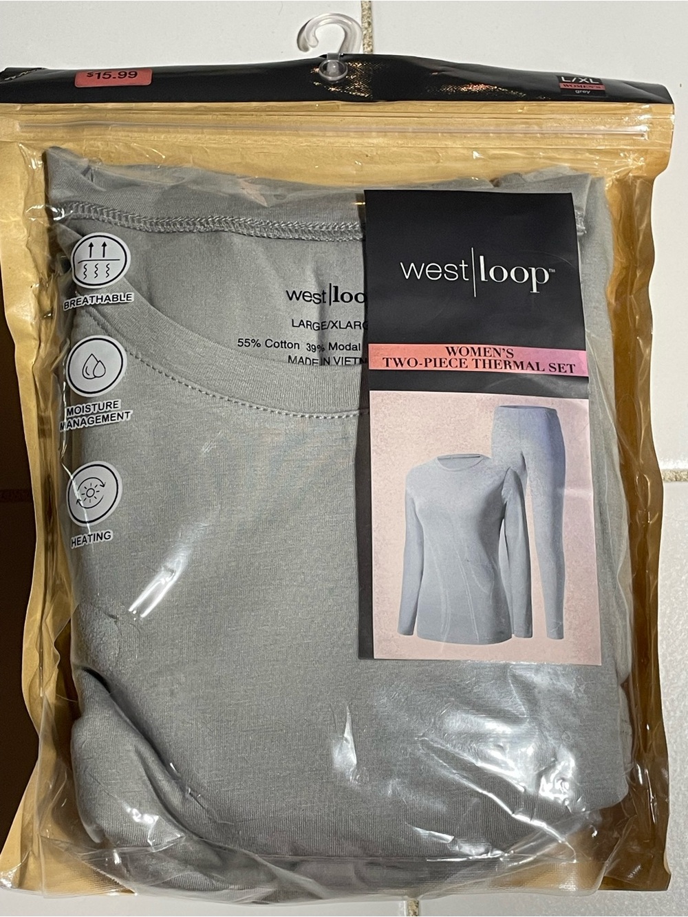 west loop Women's Two-Piece Thermal Set - Light Gray